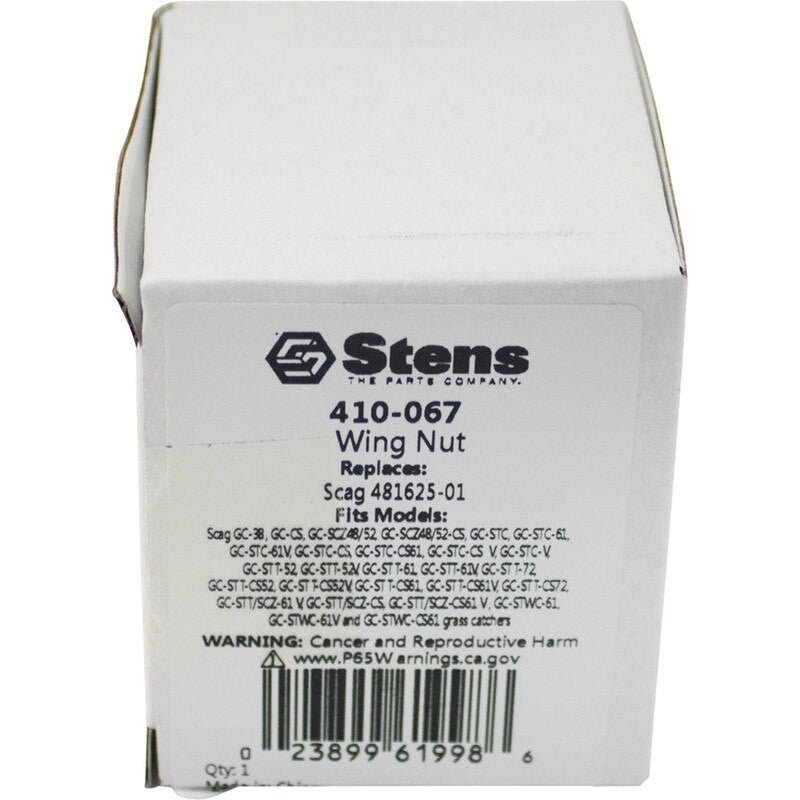 REPLACES SCAG WING NUT 481625 - 01 FITS GC - STT - 52 GC - STT SCZ - CS61V STENS 410 - 067 - OPE Quality Parts