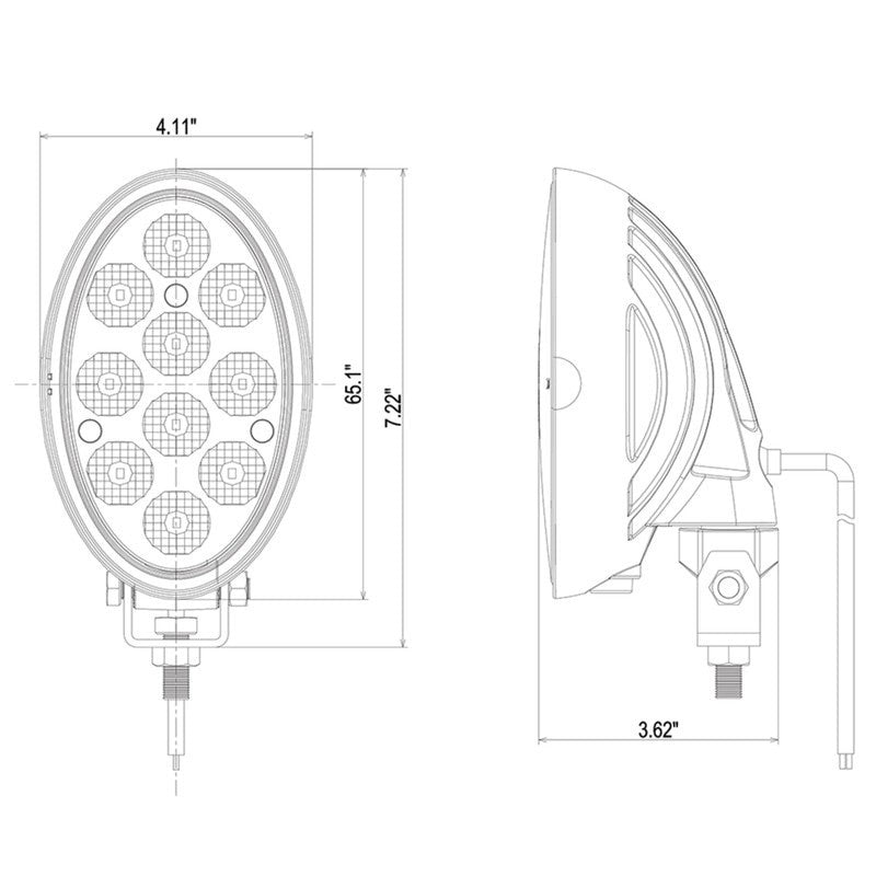 TIGER LIGHTS REPLACES KUBOTA LED MOUNT LIGHT 3J030 - 13560 M7 - 131P STENS TL5170 - OPE Quality Parts