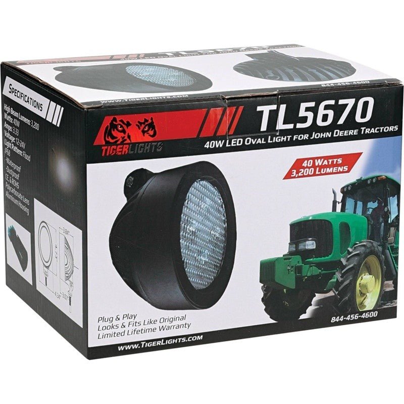 TIGER LIGHTS REPLACES JOHN DEERE LED LIGHT RE567623 5320 5420 5520 STENS TL5670 - OPE Quality Parts