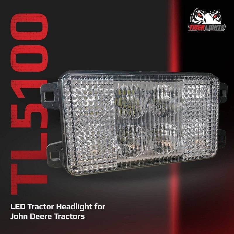 TIGER LIGHTS REPLACES JOHN DEERE LED TRACTOR HEADLIGHT LVA14946 STENS TL5100 - OPE Quality Parts