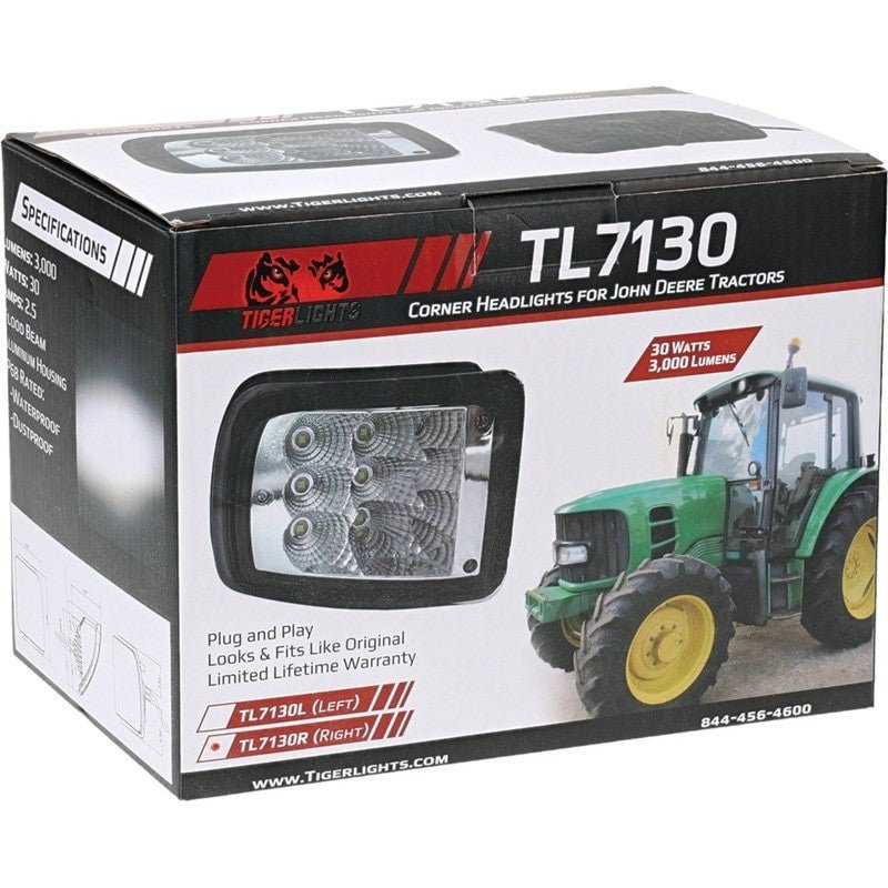 TIGER LIGHTS REPLACES JOHN DEERE LED WORK LIGHT AL172568 7130 FITS STENS TL7130R - OPE Quality Parts