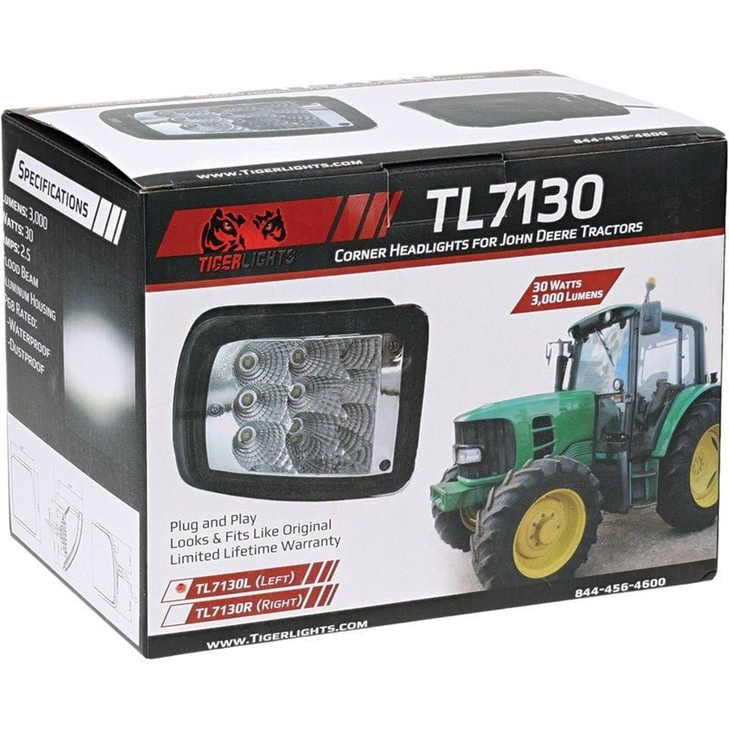 TIGER LIGHTS REPLACES JOHN DEERE LED WORK LIGHT AL172569 5620 5720 STENS TL7130L - OPE Quality Parts