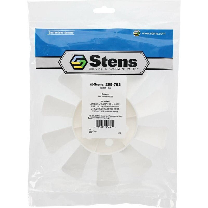 REPLACES JOHN DEERE HYDRO FAN M809036 X300 X300R 6IN 10 BLADE L105 STENS 285 - 793 - OPE Quality Parts